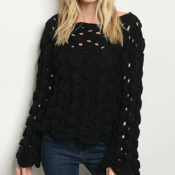 BLACK SWEATER TOP - Picture 2 of 4